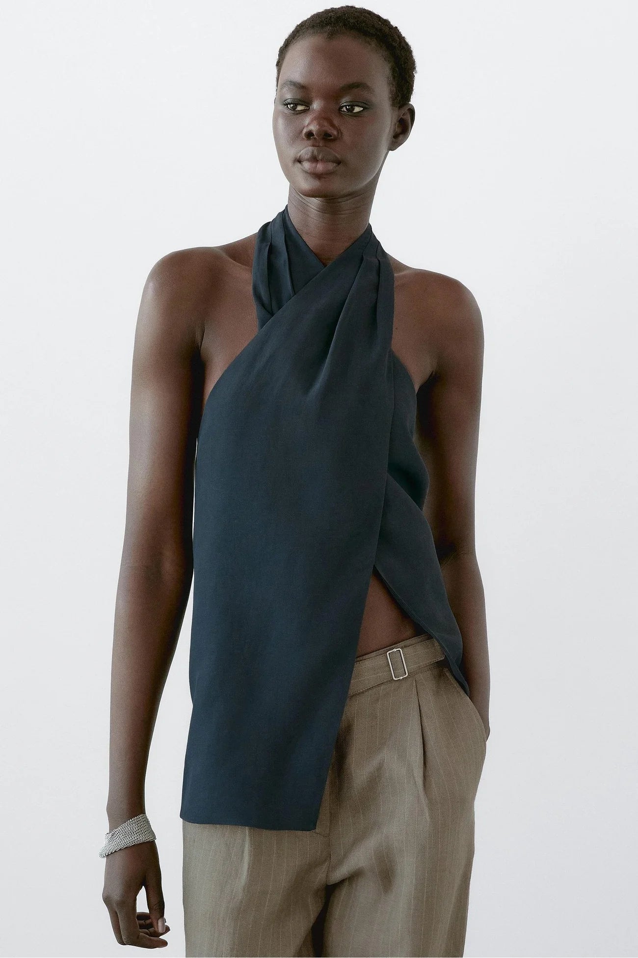 Halter Yaka Üst - Mavi